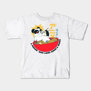 Panda Eating Ramen Kids T-Shirt